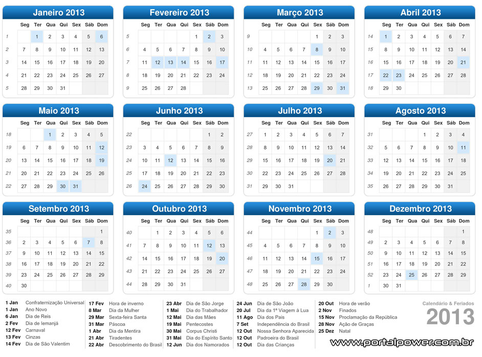 Calendario De 2012 Com Feriados Nacionais E Estaduais